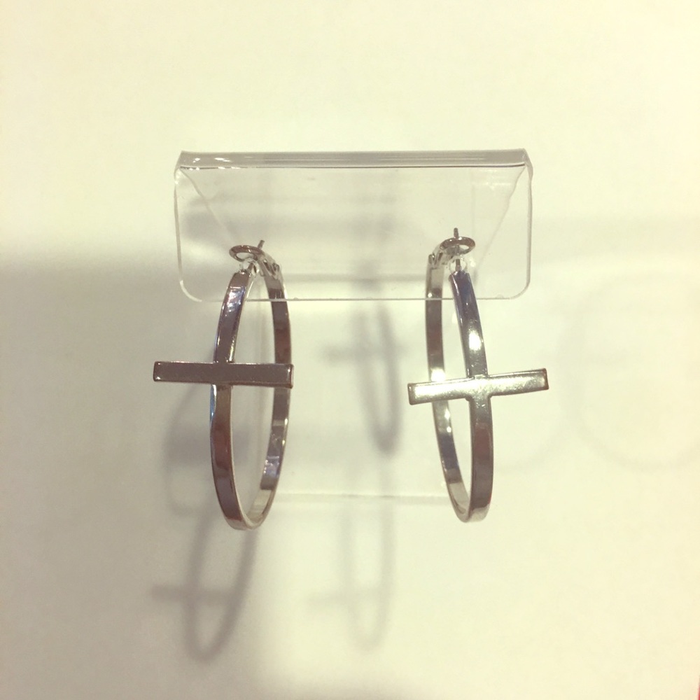 Loop Cross Silver Earrings